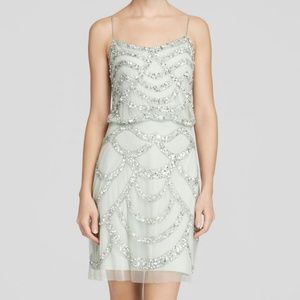 Aidan Mattox Spaghetti Strap Beaded Blouson Dress